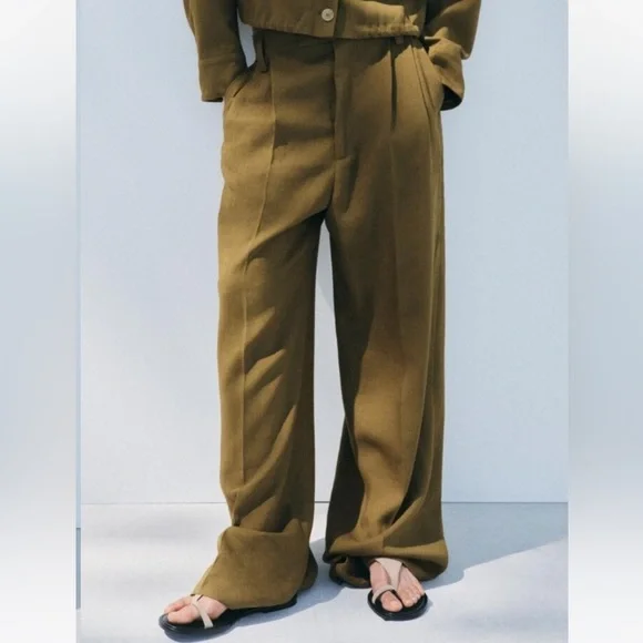 Zara NWT ZW Collection darted linen blend trousers 2734/586